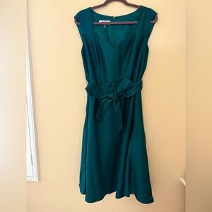 Kasper Teal Midi Dress with Bow Detail